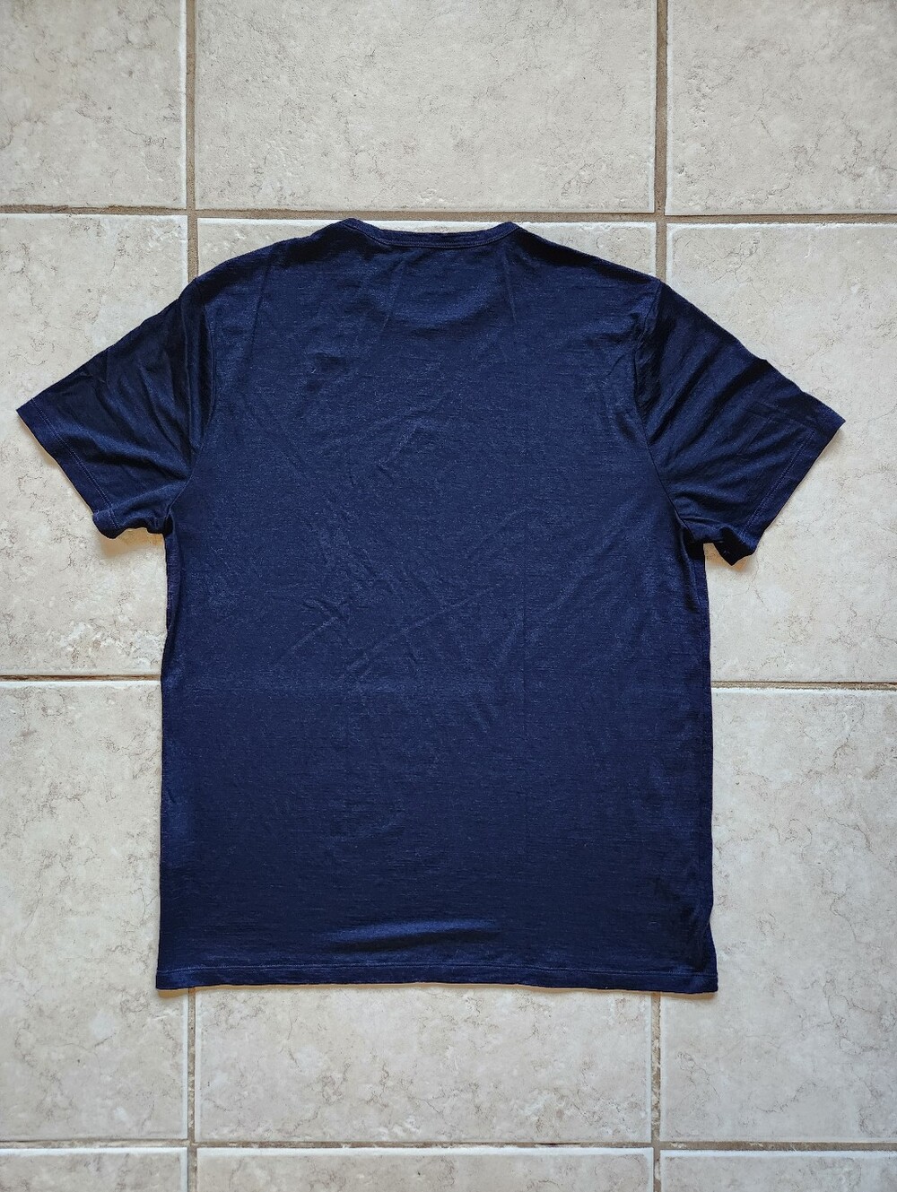 Unbound Merino Ultralight Crew Neck T-Shirt XL Navy Blue Wool Blend Tee - Picture 2 of 8
